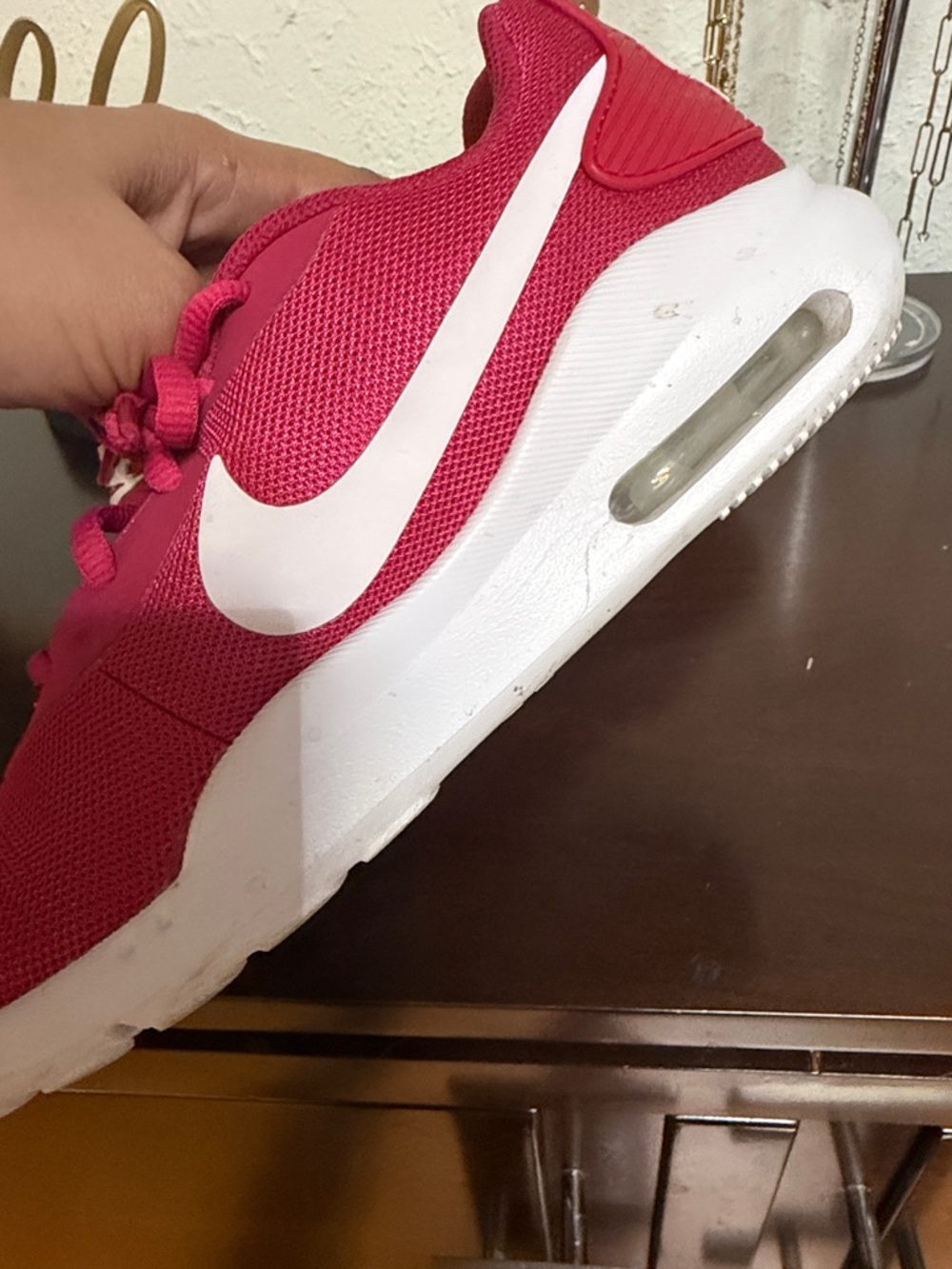 Nike women Red and White Air Mesh Sneaker - Picture 4 of 7